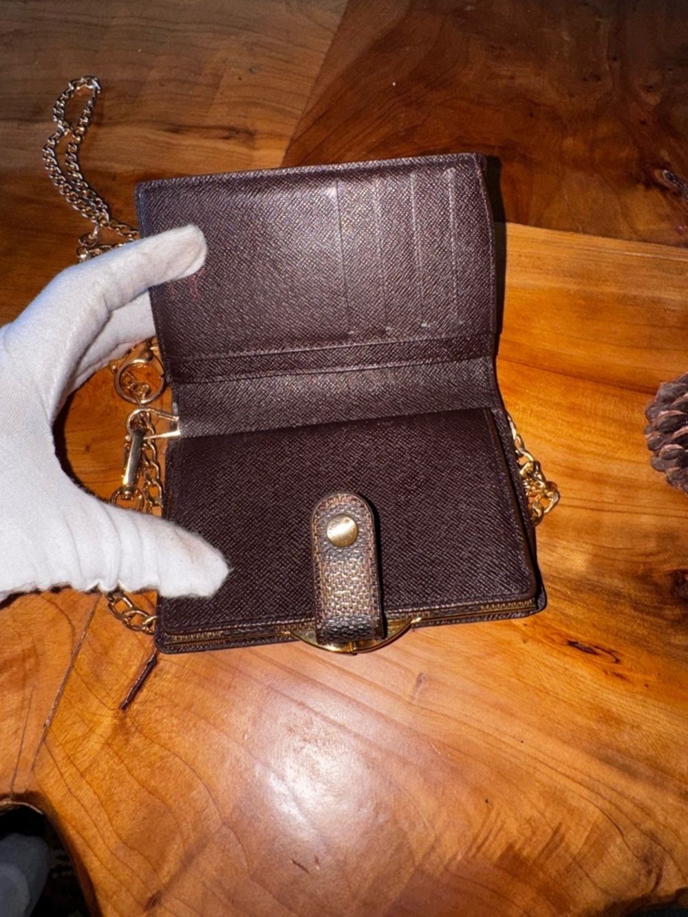 Louis Vuitton French compact wallet kiss Lock vintage 2001 brown generic chain - Picture 9 of 17